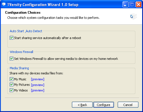 TVersity: Configuration Wizard TVersity: Configuration Wizard