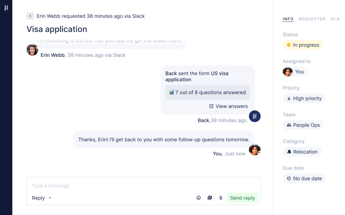 Shared inbox for relocation topics