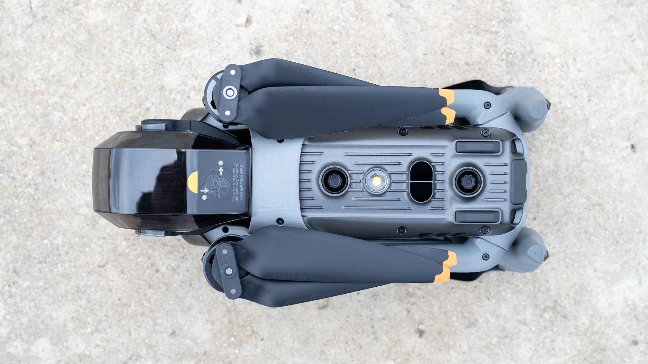 DJI Air 3S folded bottom view