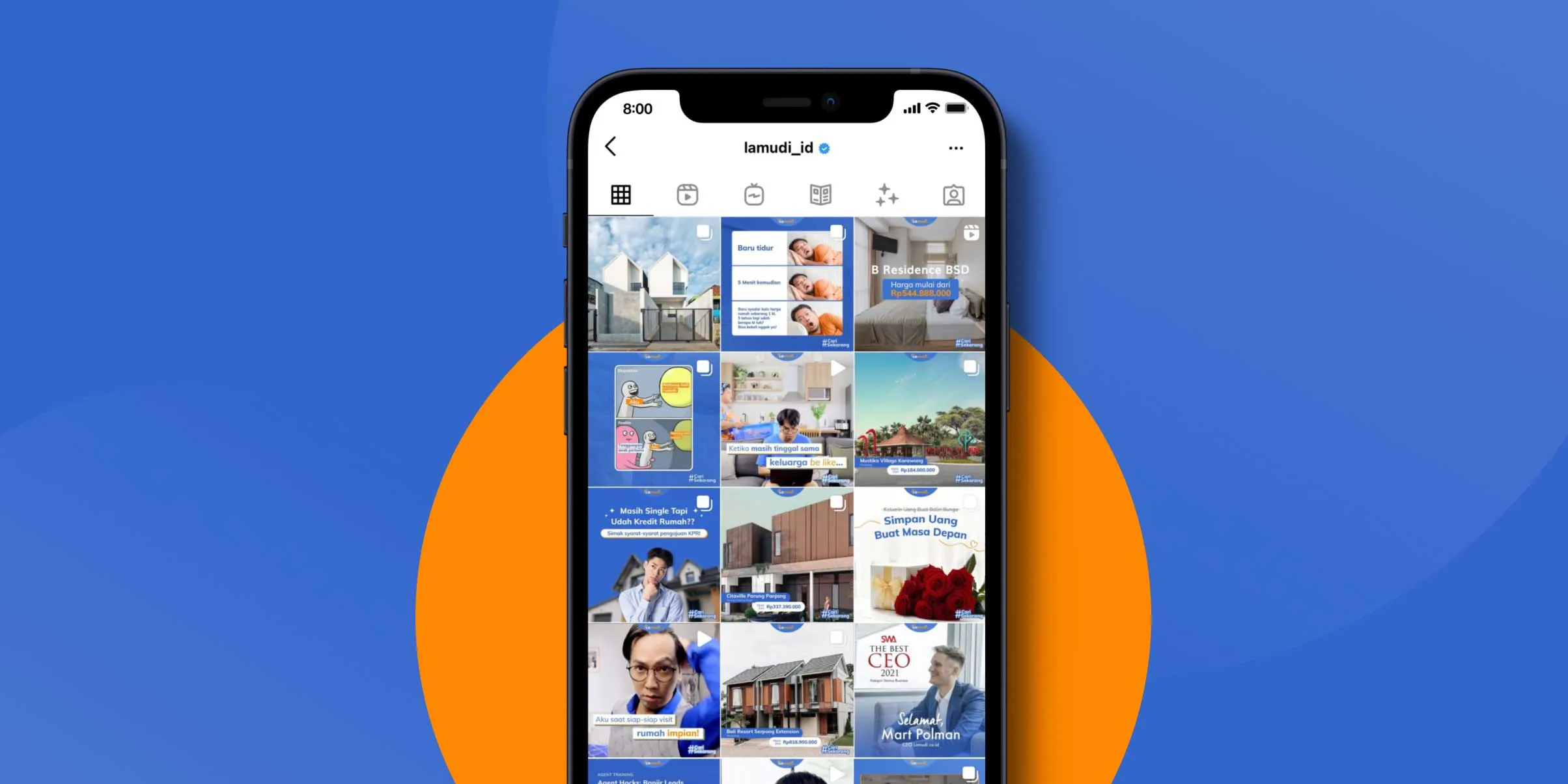 a cellphone with a lamudi instagram interface