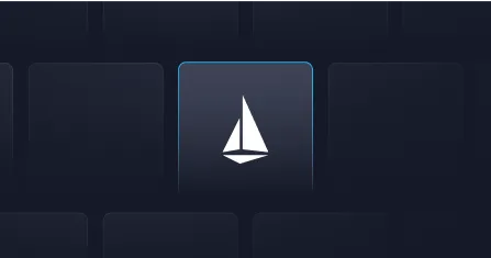 Istio icon centered on a dark blue computer keyboard key.