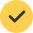 Yellow circle with a black checkmark inside.