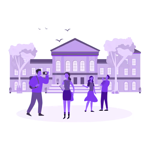 illustration of students touring campus