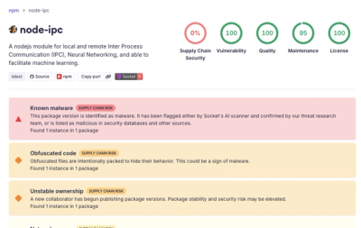 Popular node-ipc npm Package Infected with Credential Stealer