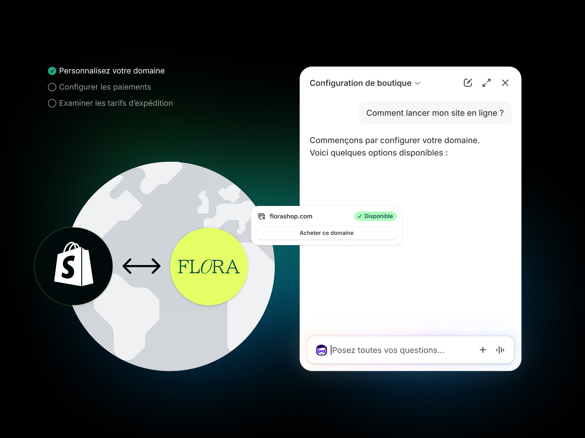 La persona Assistance technique de Sidekick vous guide dans la configuration de la boutique selon votre demande