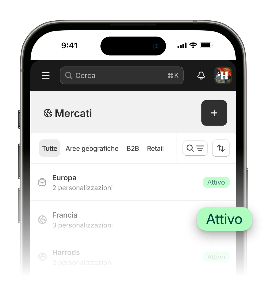 Animazione che mostra come creare un mercato in pochi minuti
