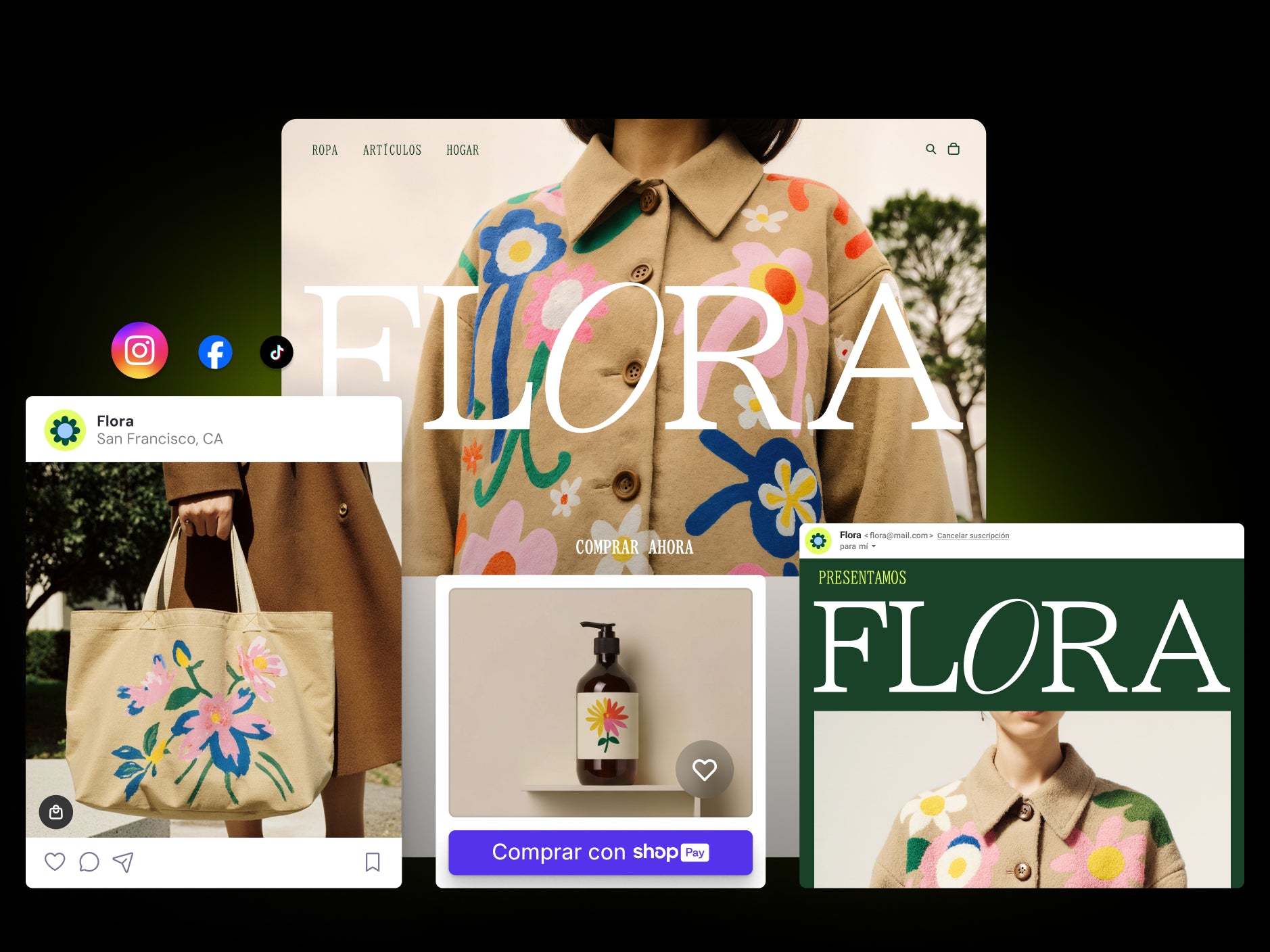 Avatar de Sidekick Marketer creando contenido para redes sociales y de marketing para la tienda FLORA según la solicitud del usuario