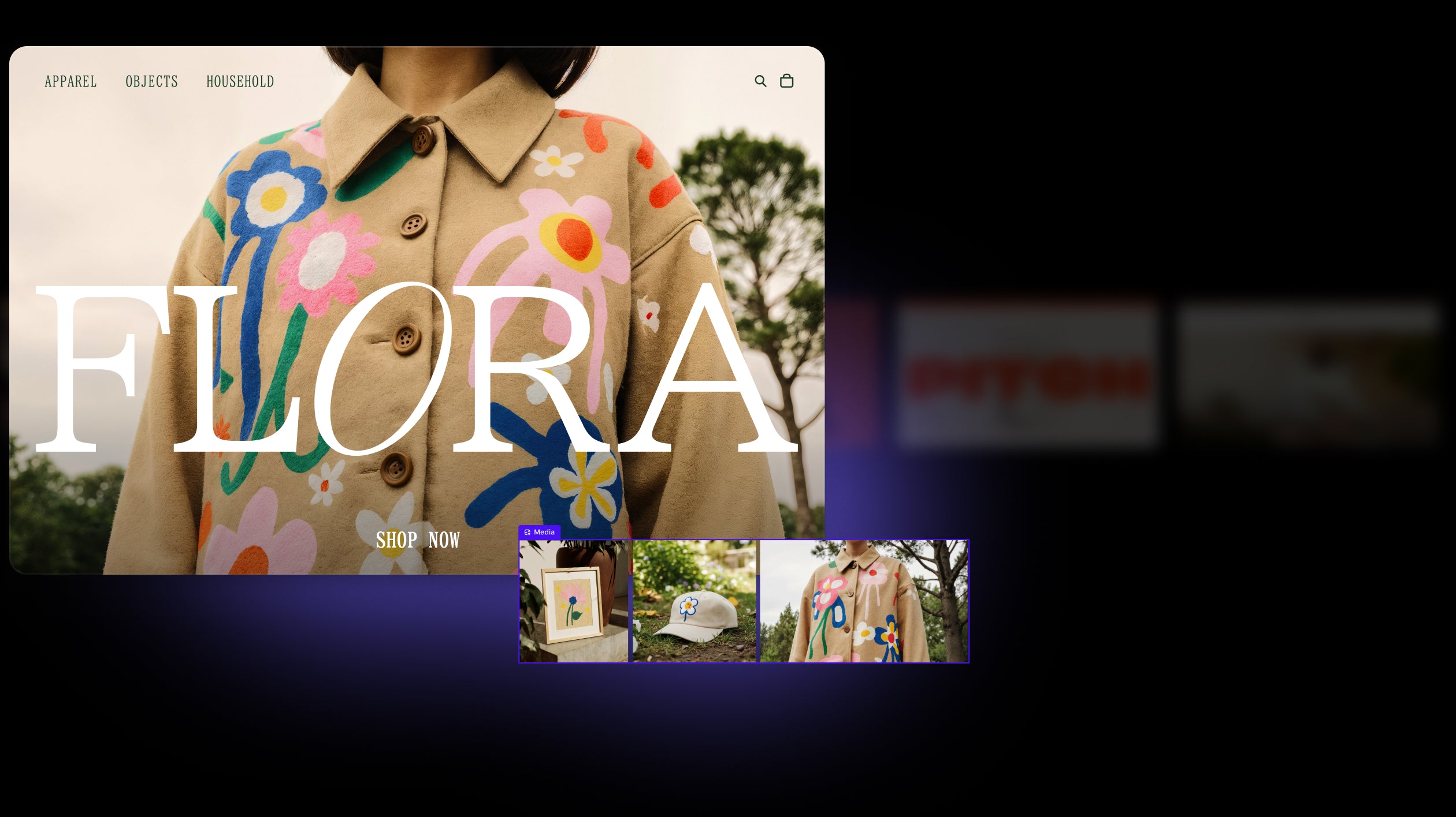Mascota Sidekick și interfața de chat în direct, cu exemple de prompturi și design personalizat de magazin