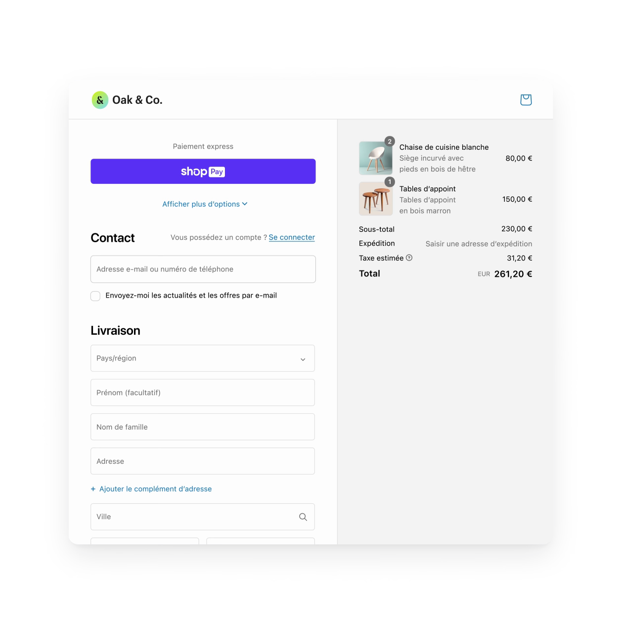 Shopify Checkout sur un appareil mobile