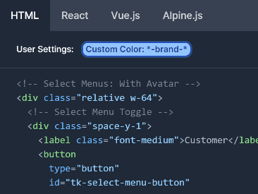 Custom color names feature screenshot