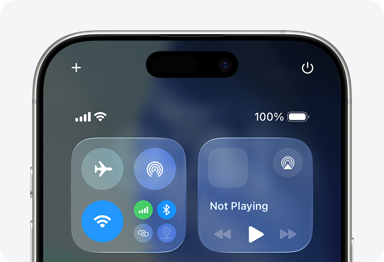 Control Center on iPhone 15 Pro