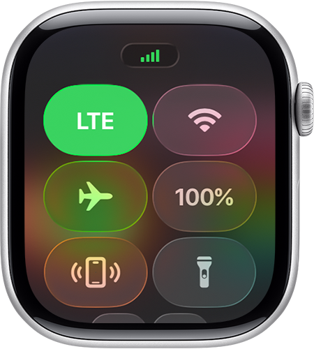 Sinal de rede completo na Central de controlo no Apple Watch.