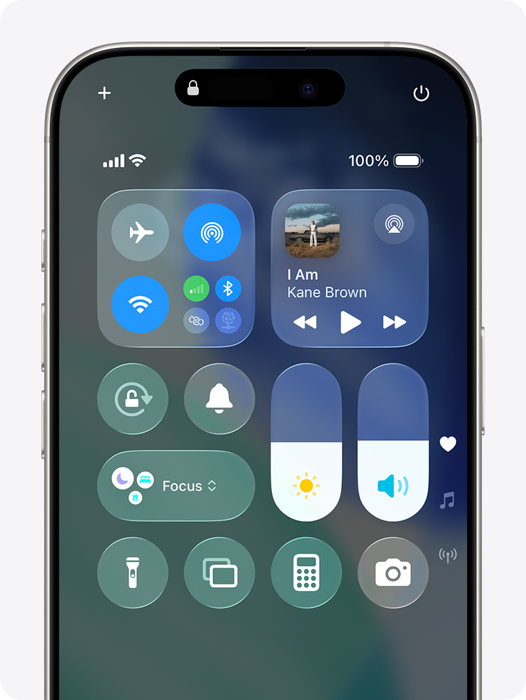 The AirPlay icon in the media playback controls of the iPhone Control Centre.