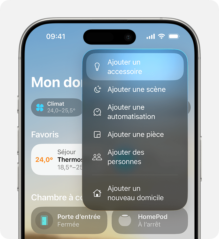 L’option Ajouter un accessoire apparaît en premier dès que vous touchez Ajouter