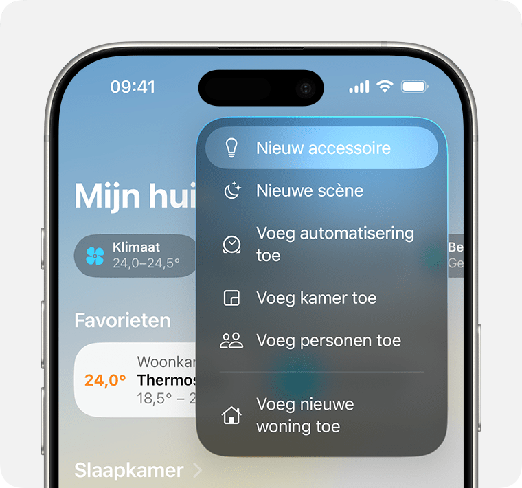 'Nieuw accessoire' verschijnt als eerste nadat je op 'Voeg toe' hebt getikt