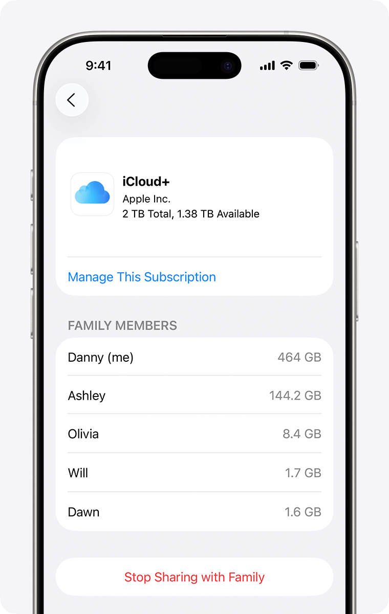 iPhone screen showing steps to check and manage your iCloud+ subscription.