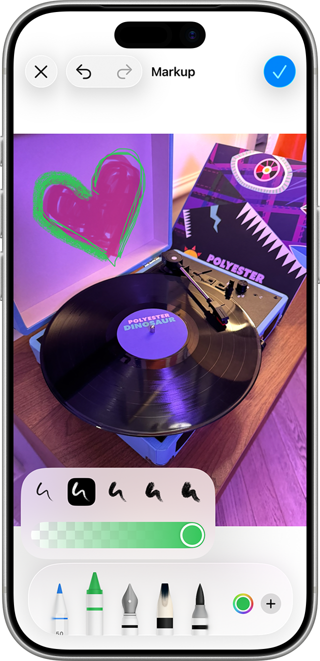 With Markup, you can use your finger to draw directly onto an image.