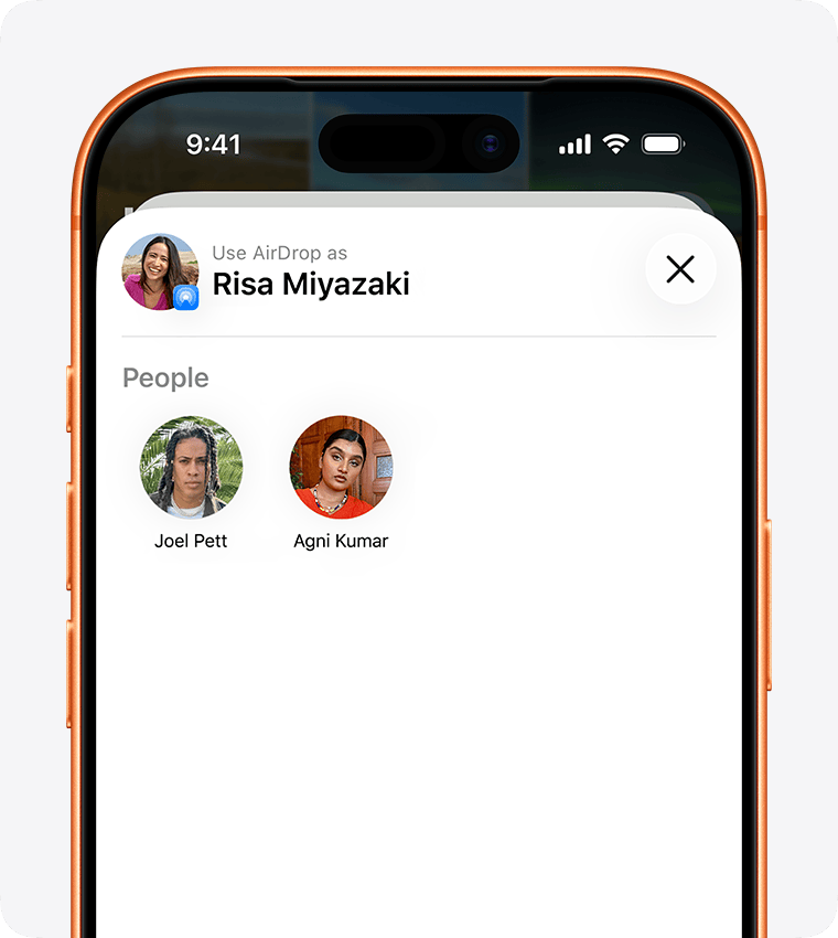 Two AirDrop contacts, shown under the People list on iPhone.