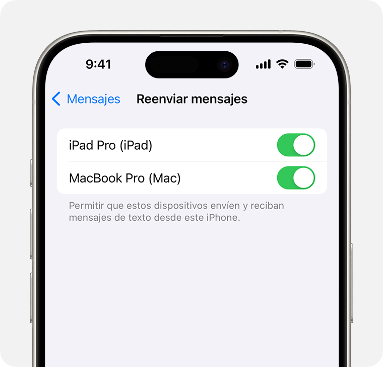 Una iPhone que muestra cómo activar el reenvío de mensajes de texto
