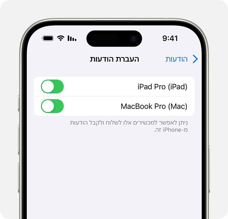 iPhone המראה כיצד להפעיל את 'העברת הודעות טקסט'