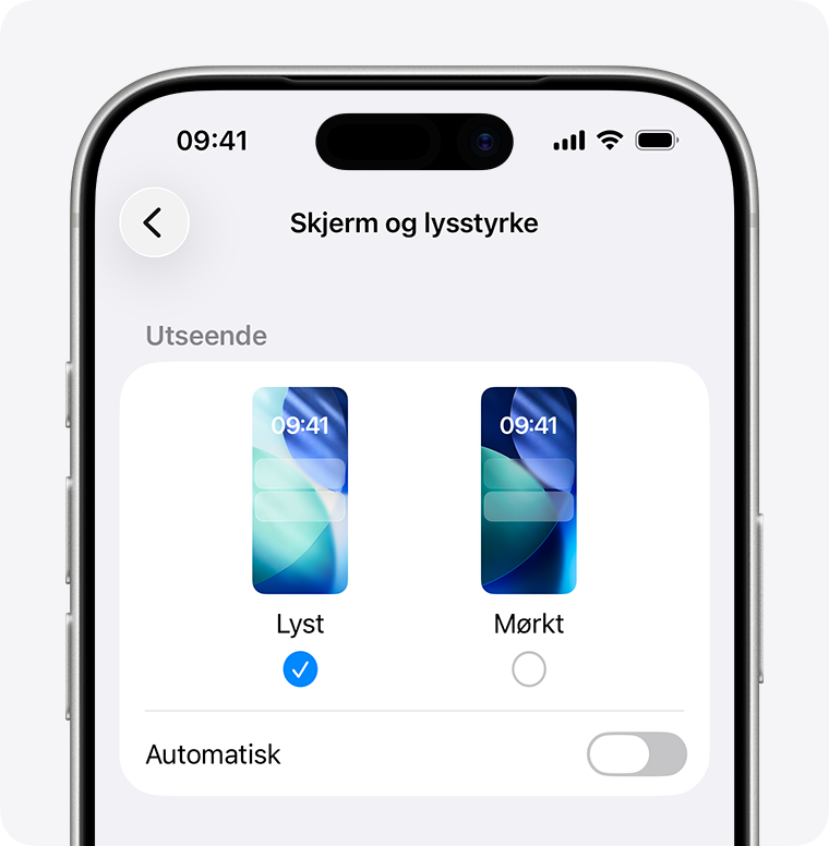 Utseende-innstillingene i iOS 26.