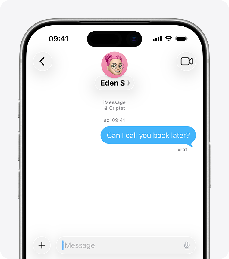 Bulele albastre arată că s-a trimis un mesaj cu iMessage.
