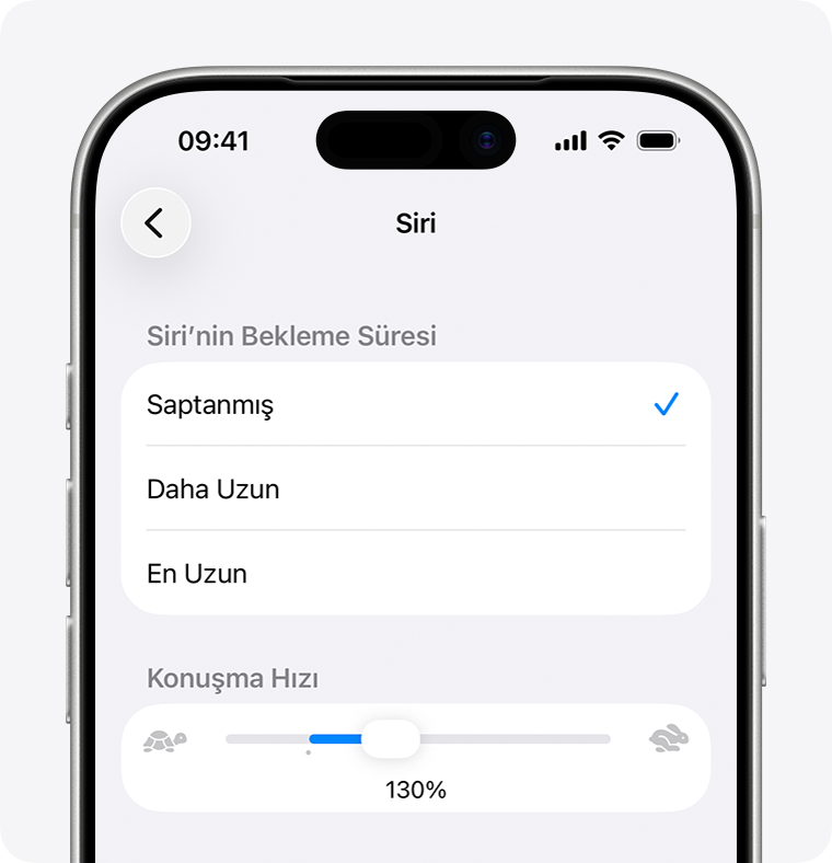 Konuşma hızı sürgüsü hızı %130 olarak gösteriyor.