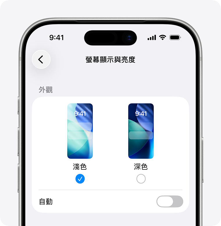 iOS 26 中的「外觀」設定。
