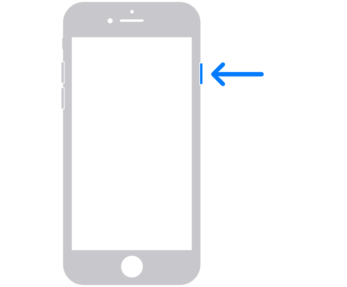 Press and hold the side button on your iPhone as the first step to restart it.
