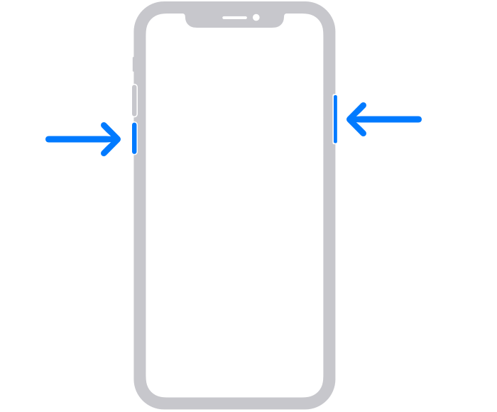 Pressing the volume button on the left and the side button on the right initiates the power-off sequence.