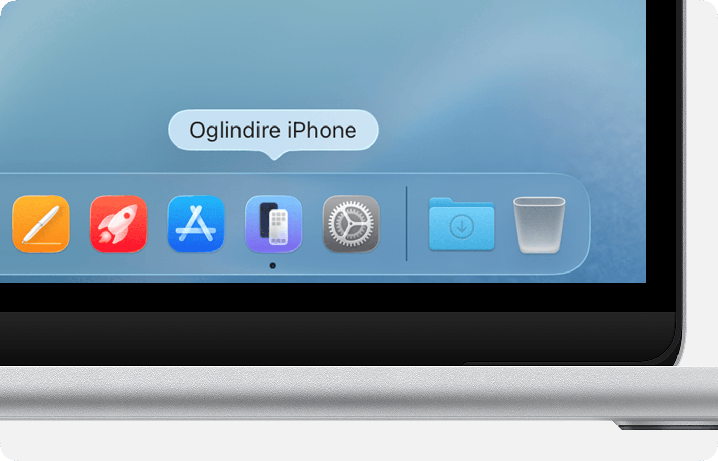 Aplicația Oglindire iPhone în Dock.