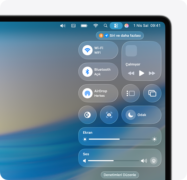 macOS Denetim Merkezi'ndeki Ses sürgüsü.
