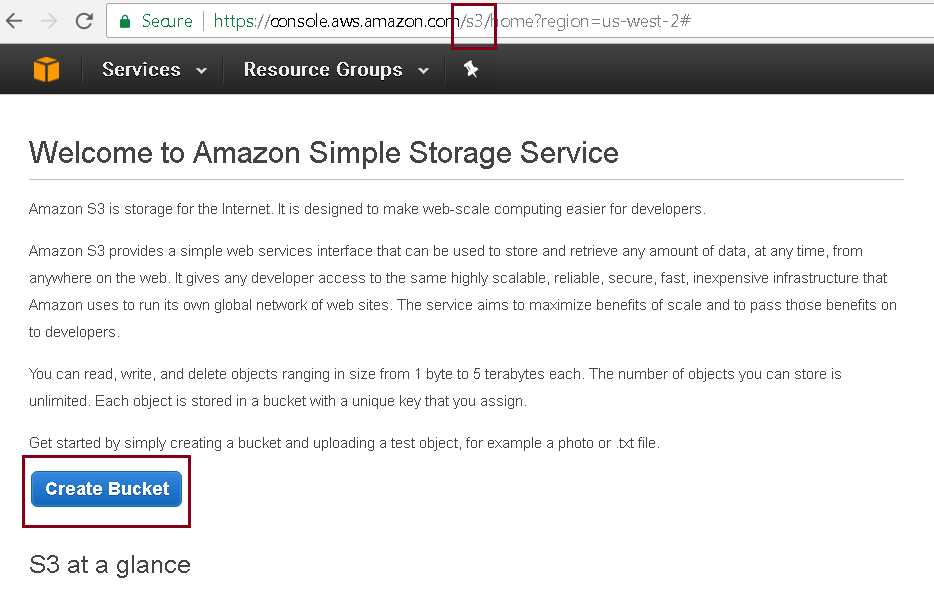 Create s3 bucket step 1 image