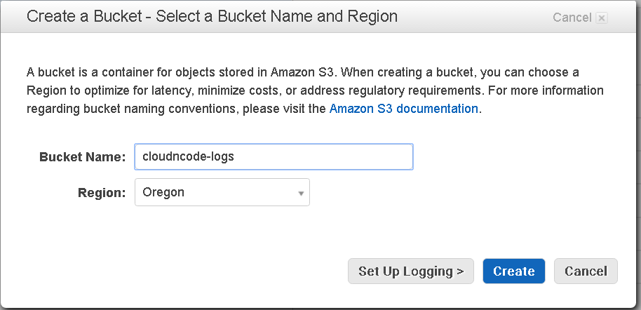Create s3 bucket step 2 image