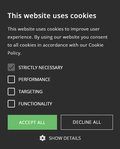An example of a CookieScript cookie banner with granular cookie consent options.