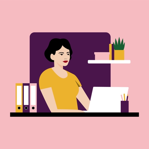 Woman working at her desk