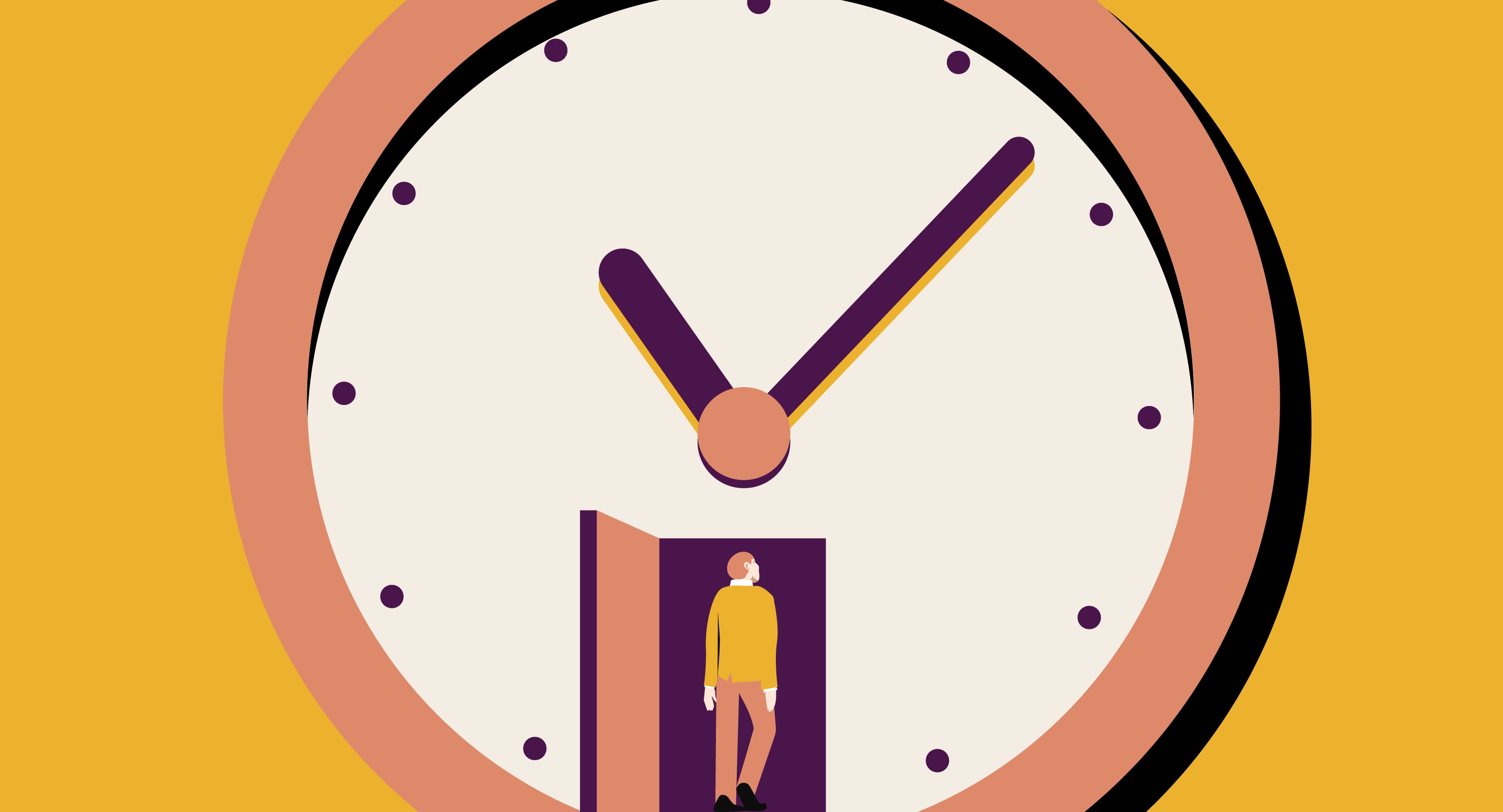 Clock with an open door at the 6 o'clock