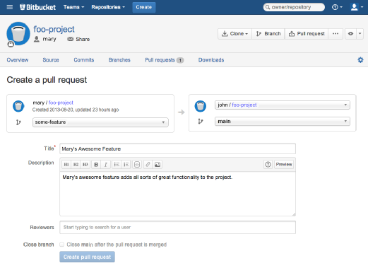 Pull request no Bitbucket