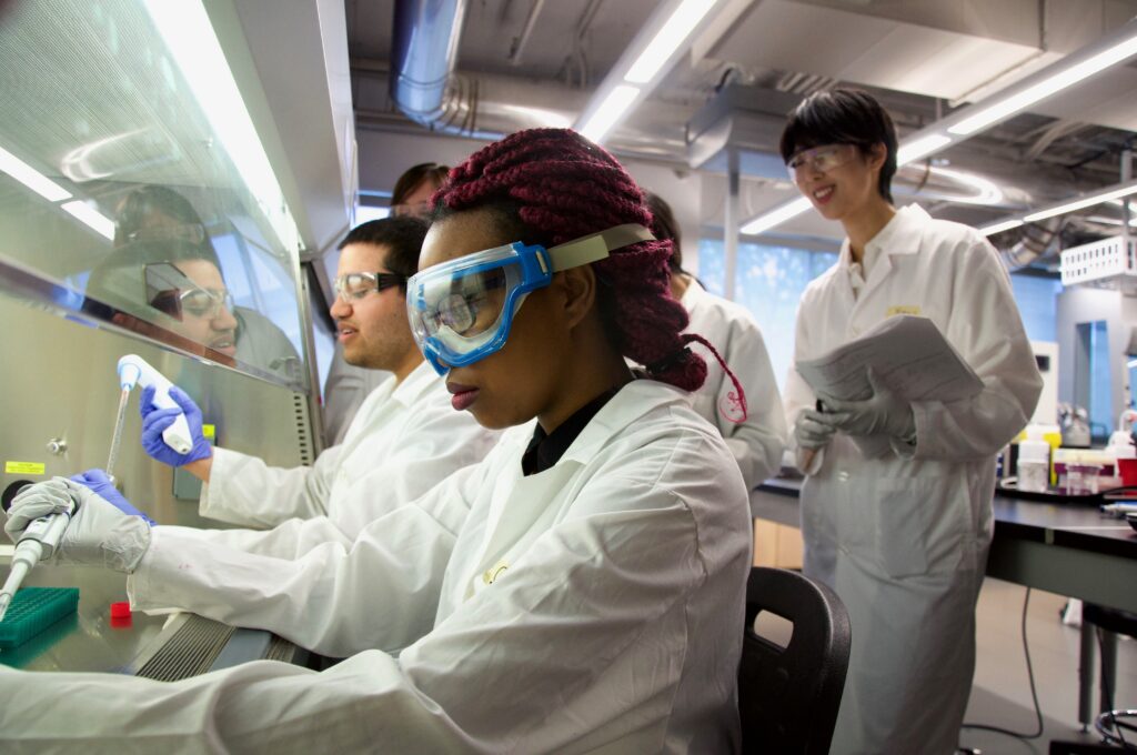 Students conducting a simulated research project.