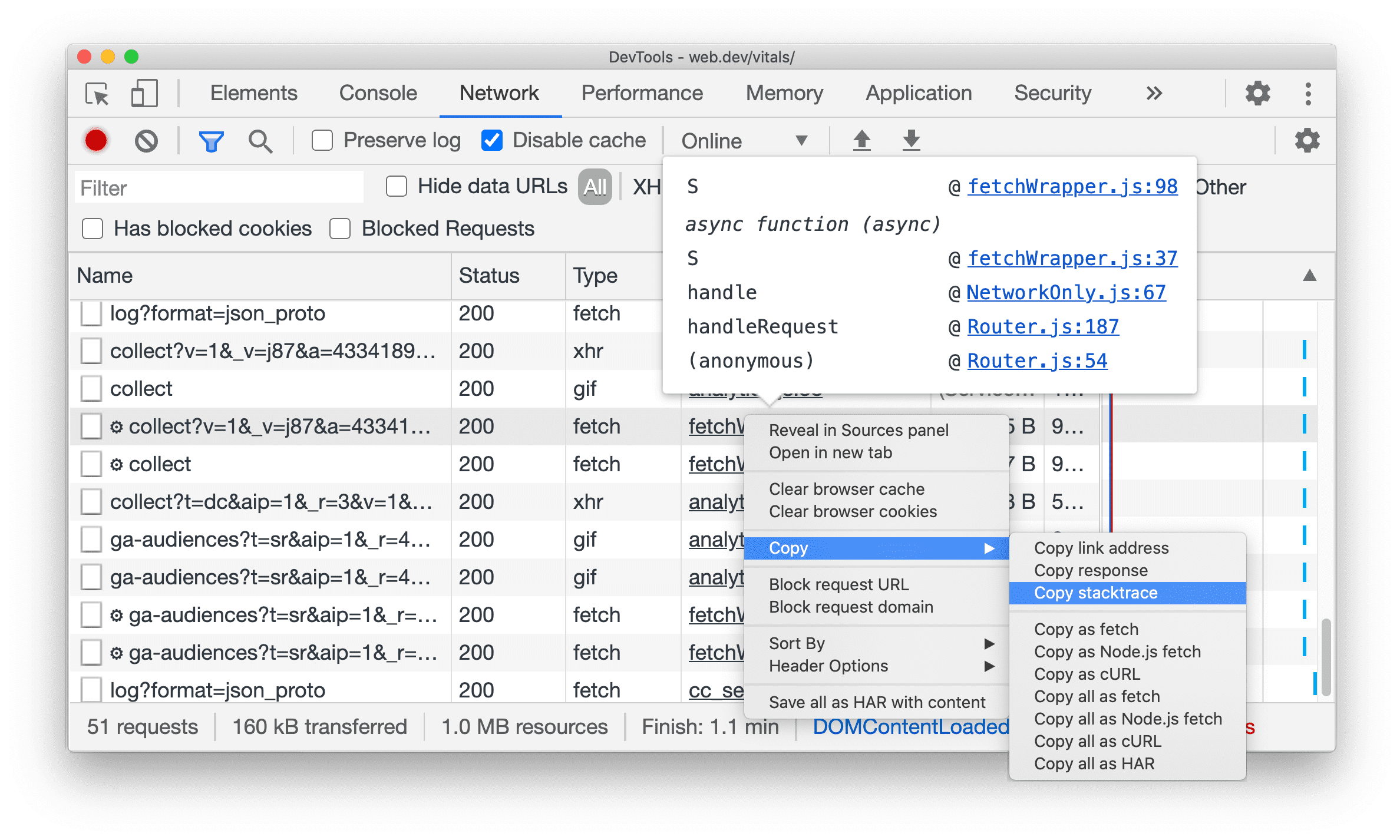 کپی کردن stacktrace