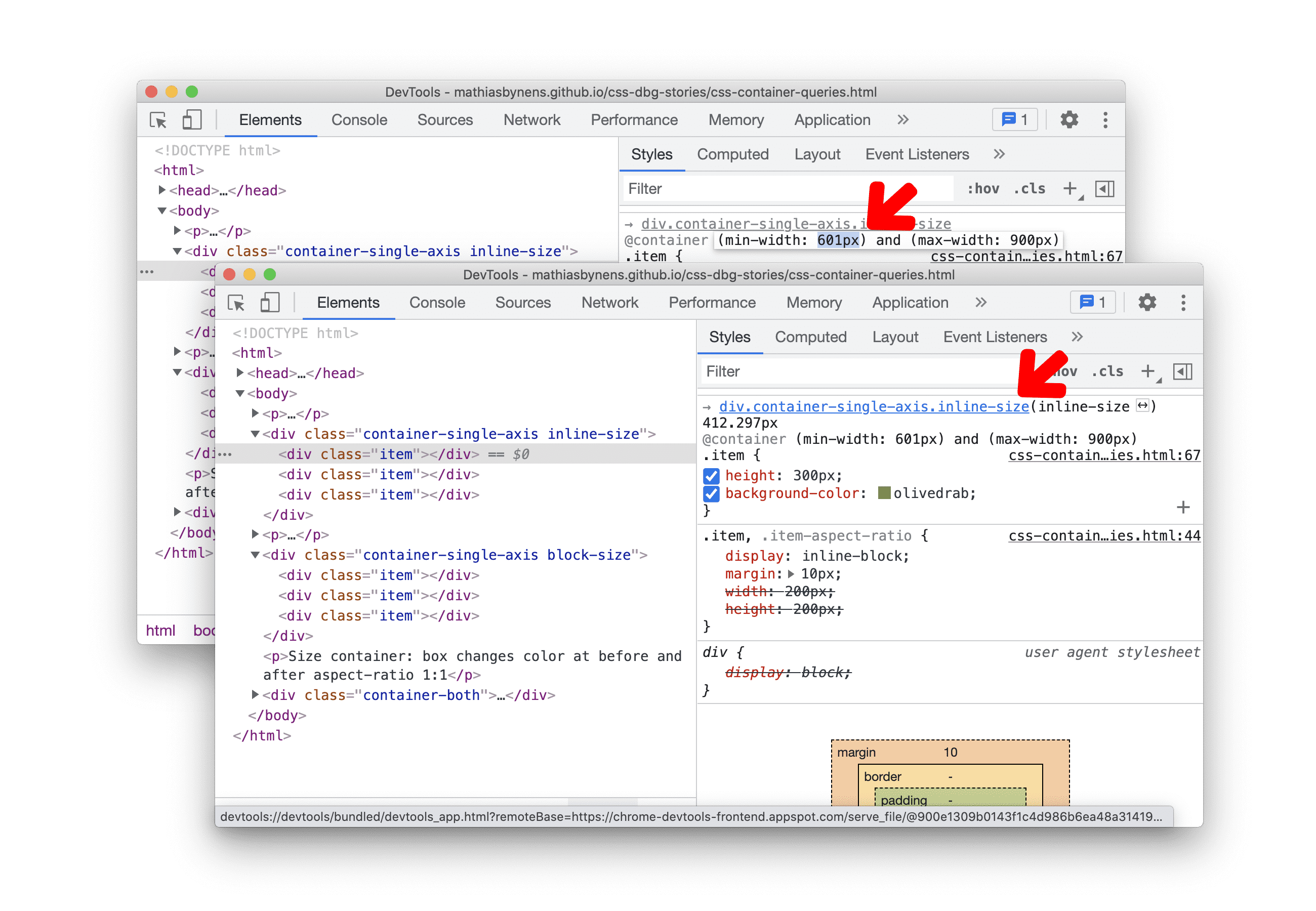 کوئریهای قابل ویرایش CSS در پنل Styles
