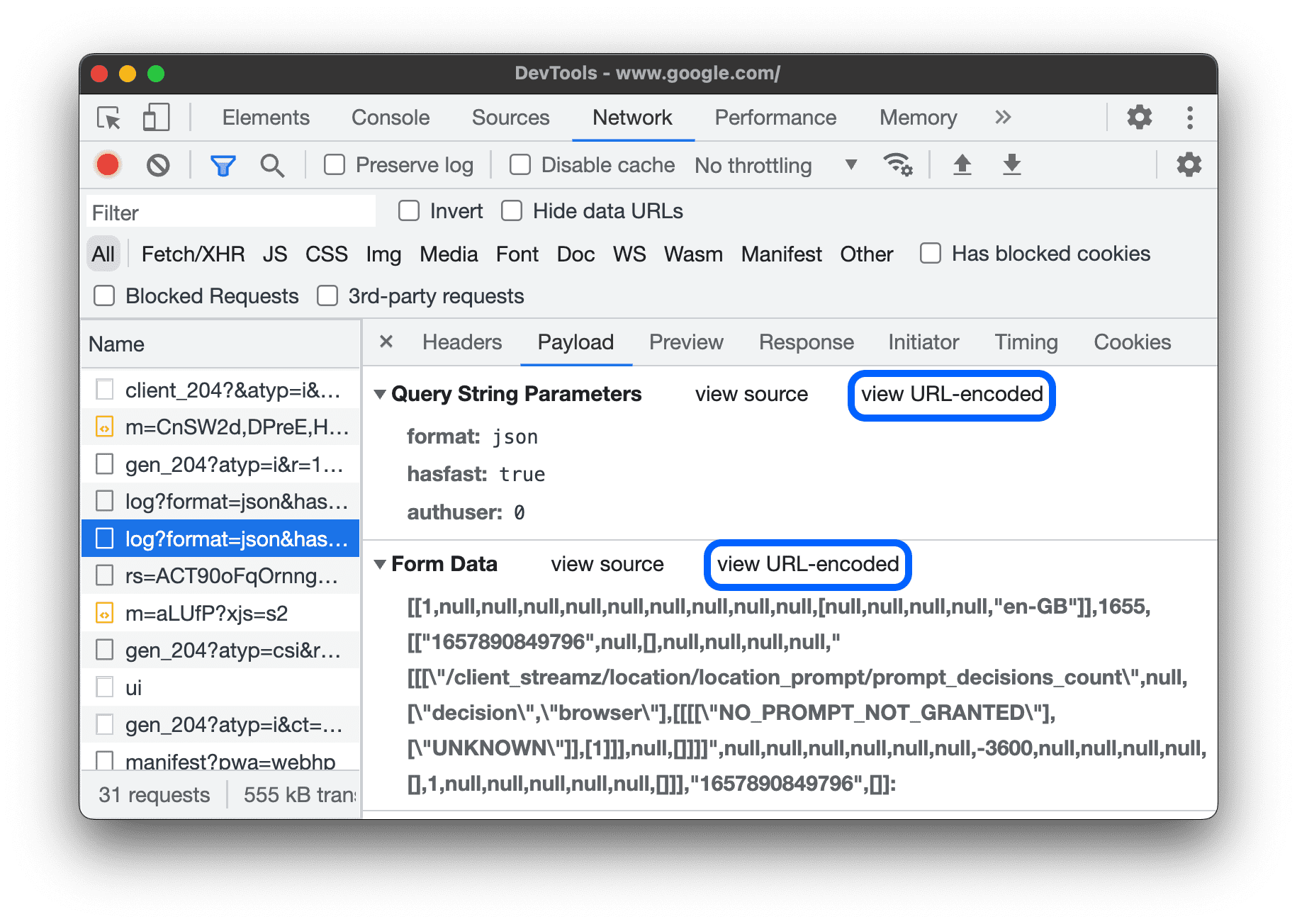 URL-Codierung ein- oder ausblenden