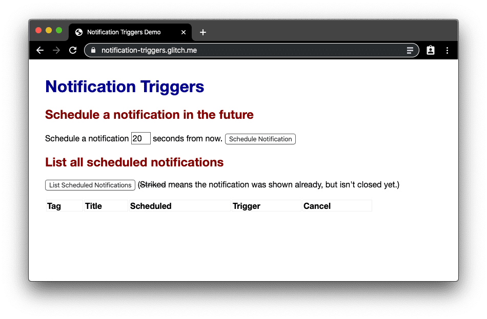 Bildirim Tetikleyicileri demo web uygulaması.