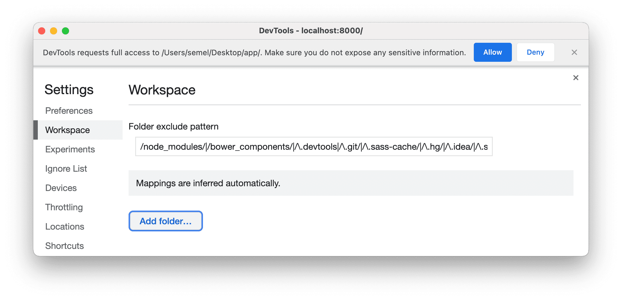 Invite demandant un accès complet aux sources pour les outils de développement.