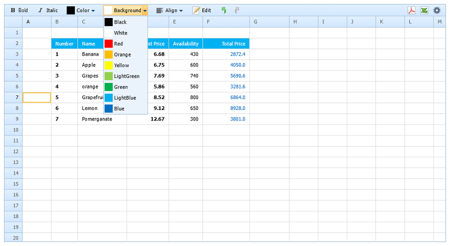 spreadsheet