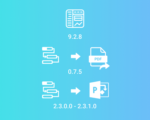 fixes and updates for Gantt export modules and Suite
