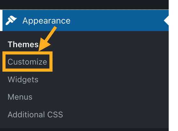 Une flèche pointe vers Personnaliser dans la section Apparence.