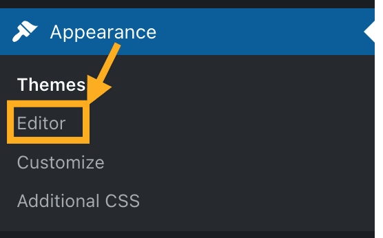 Une flèche pointe vers Éditeur dans la section Apparence.