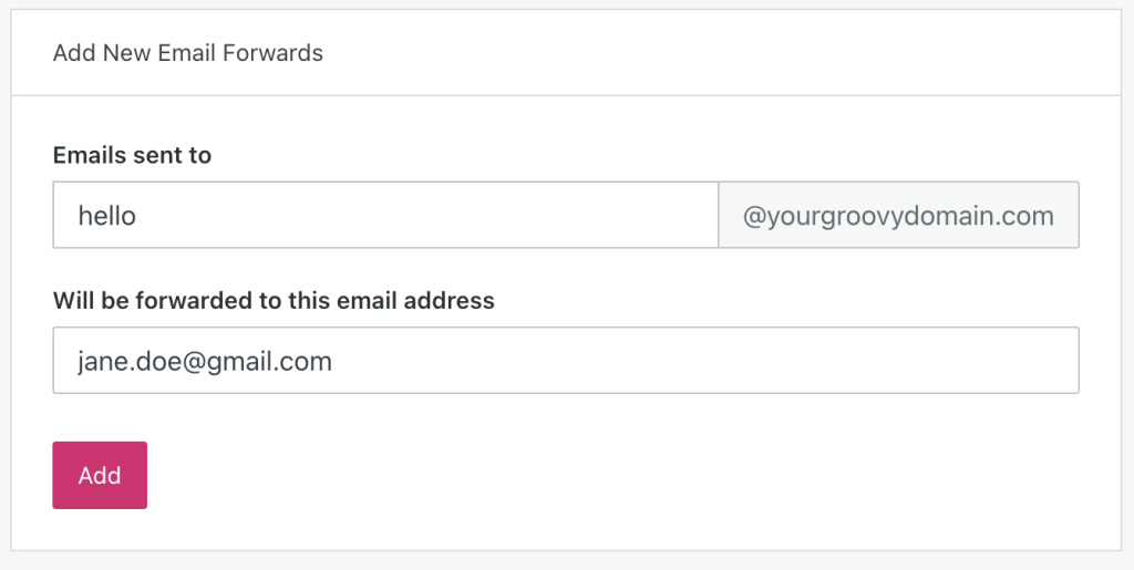Hello стоит в начале писем, отправленных в почтовый ящик, а личный адрес Gmail введён в поле «Пересылка».