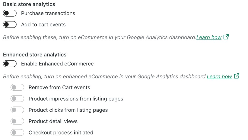 Opciones de seguimiento adicionales de Google Analytics en sitios con WooCommerce instalado.